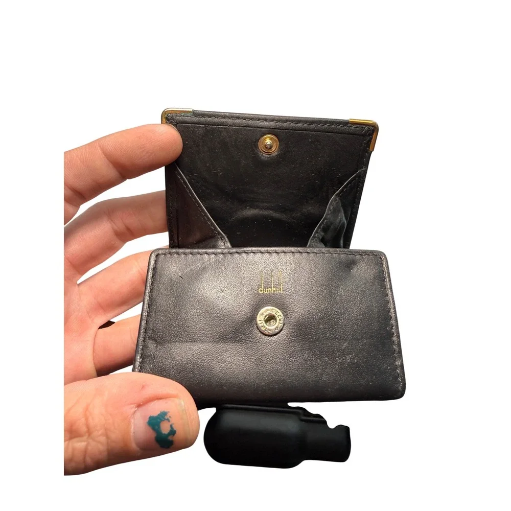 Dunhill London Black Leather Coin Purse Gold Hardware Vintage Made in Italy